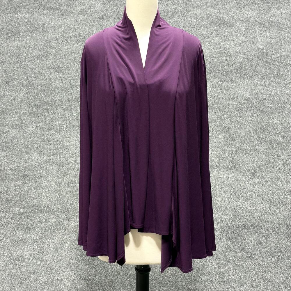 Susan Graver Style Top Womens XL Purple Cardigan Tank Twin Set Stretch